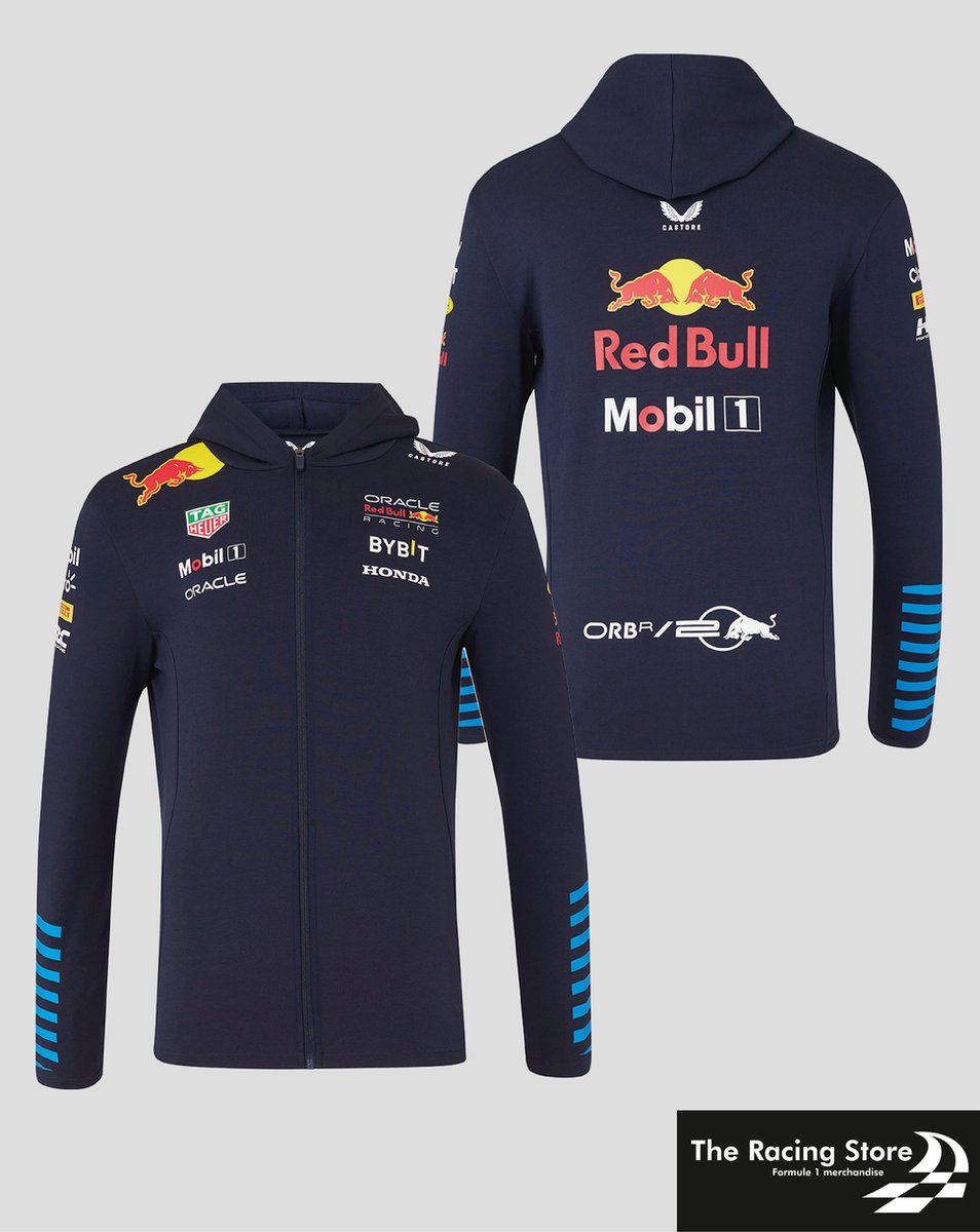 Oracle Red Bull Racing Teamline Hoody met Rits 2024 XXXL - Max Verstappen - Sergio Perez - Castore