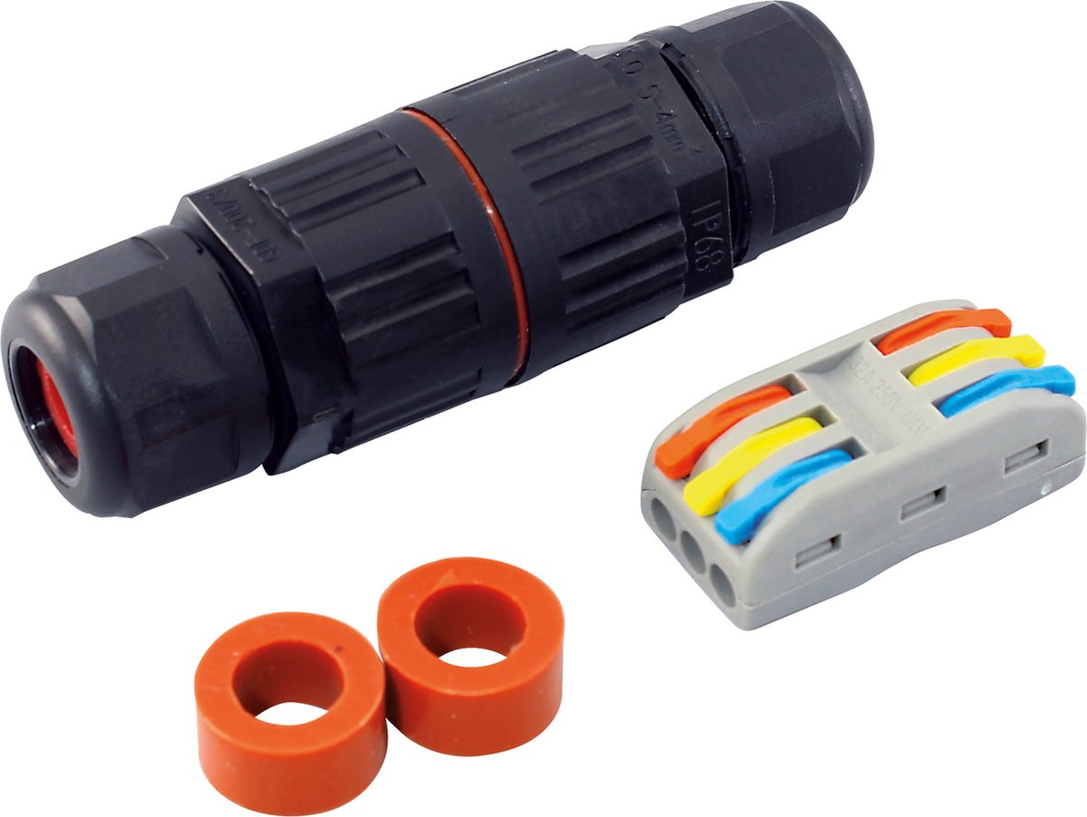 Waterdichte Kabelconnector voor 3 Geleiders, 0.5-4 mm², 32A, IP68