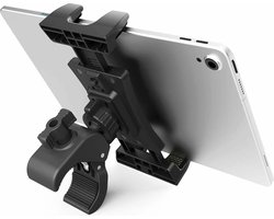 Tablet Houder Met Klem Zwart – 360 Graden Draaibaar – Geschikt Voor Kinderwagen / Spinning Fiets / Fitnessapparatuur voor Binnen – Auto Benodigdheden – GSM statief