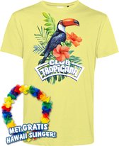 T-shirt Toekan Tropical | Toppers in Concert 2024 | Club Tropicana | Hawaii Shirt | Ibiza Kleding | Lichtgeel | maat XXL