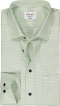 MARVELIS modern fit overhemd - popeline - lichtgroen met wit geruit - Strijkvrij - Boordmaat: 45