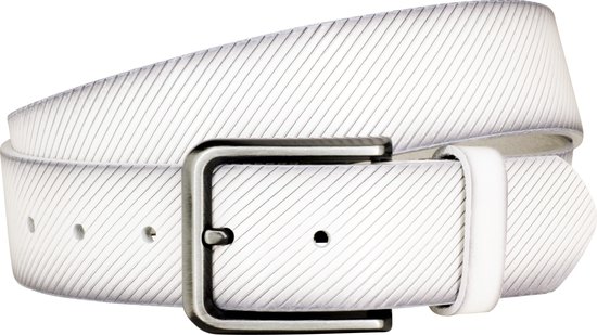 LINDENMANN Lederen riem heren 35 mm breed, riem heren volledig lederen riem wit, maat/maat: 115, kleur/kleur: wit, wit, L
