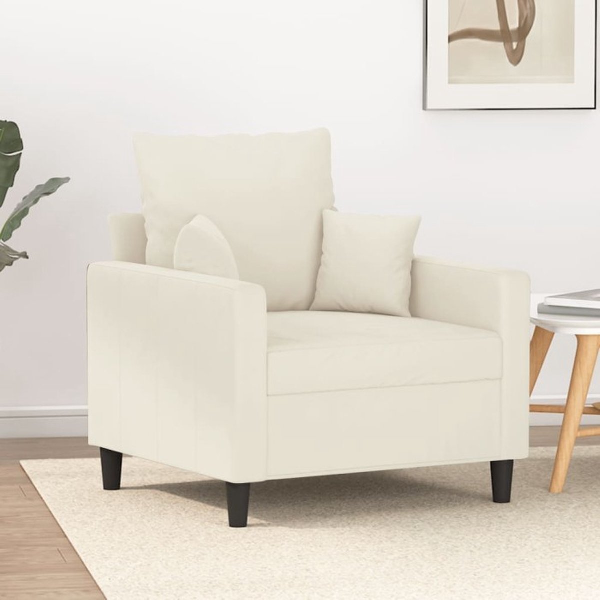 vidaXL - Fauteuil - 60 - cm - fluweel - crèmekleurig