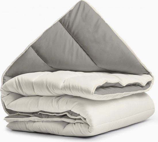 Sleeptime 2 in 1 Omkeerbare Dekbed - Dekbed zonder Overtrek + Gratis Kussenslopen - 240x200 - Creme/Kaki