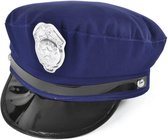 Rubies Politie/agent verkleed helm - blauw - kunststof - voor volwassenen - Verkleed accessoires/helmen