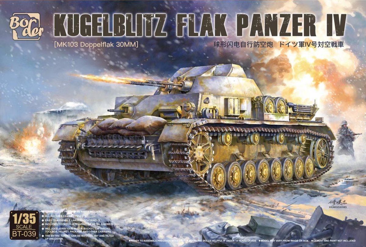 Border Model Modelbouwpakket Militaire voertuigen - BT039 Kugelblitz Flak Panzer IV - MK103 Doppelflak 30mm Plastic - 1:35 - Modelbouw