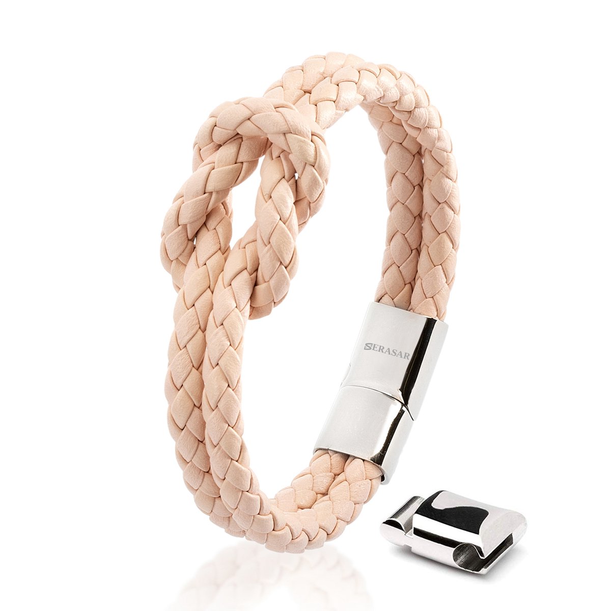 SERASAR Leren Armband voor Dames [Knot], Roze 18cm, Elegant Cadeau voor Dames