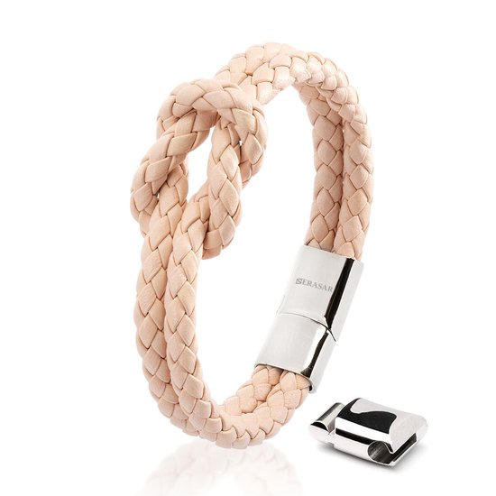 SERASAR Bracelet en Cuir pour Femme [Knot], Rose 18 cm, Cadeau élégant pour Femme