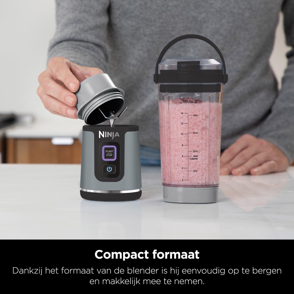 Ninja Blast Draagbare Blender USB Oplaadbaar 700W Smoothie Maker Compact Stil Blauw - Afbeelding 4
