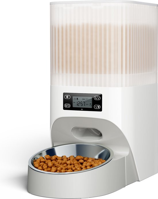 Faroro PF21 Voerautomaat met roestvrijstalen kom - Automatische Voerbak Kat en Hond - Voerdispenser - Voerinhoud 4L - Faroro - €32,00