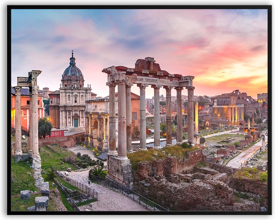 Forum romana rome fotolijst met glas 50 x 70 cm - Prachtige kwaliteit - italië - rome - forum - Harde lijst - Glazen plaat - inclusief ophangsysteem - Grappige Poster - Foto op hoge kwaliteit uitgeprint