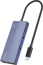 LUXWALLET UniLink - Pro 3-in-1 - Type C - USB Kaartlezer met Extra USB-poort - Geschikt voor Laptop Geheugenkaartlezers - (Model CR027) - Aliminium - Lichtblauw