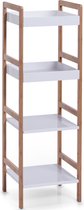 Zeller Badkamerkastje - hout - 4 planken - wit en bruin - 36 x 110 cm