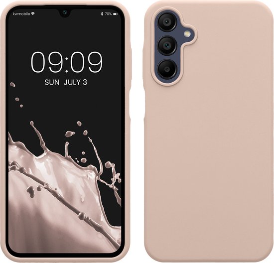 kwmobile telefoonhoesje geschikt voor Samsung Galaxy A15 5G - Hoesje met siliconen coating - Smartphone case in kokosmelk