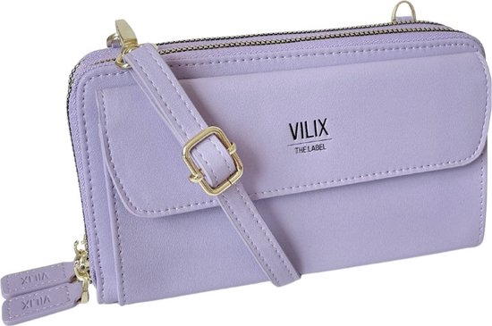 Vilix The Label - Sac Olivia - portefeuille et sac pour téléphone en un - végétalien - compact - Violet