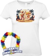Dames t-shirt Hippies Tropical | Toppers in Concert 2024 | Club Tropicana | Hawaii Shirt | Ibiza Kleding | Wit Dames | maat S