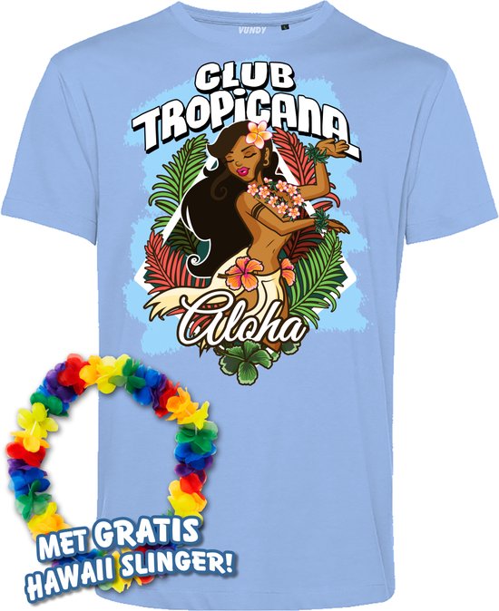 T-shirt Hula Meisje Aloha | Toppers in Concert 2024 | Club Tropicana | Hawaii Shirt | Ibiza Kleding | Lichtblauw | maat 4XL