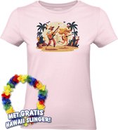 Dames t-shirt Hippies Tropical | Toppers in Concert 2024 | Club Tropicana | Hawaii Shirt | Ibiza Kleding | Lichtroze Dames | maat XXL