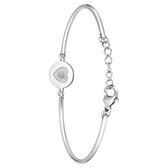Lucardi Dames Stalen armband met hart bewerkt - Armband - Staal - Zilverkleurig - 16 cm