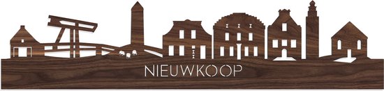 Skyline Nieuwkoop Notenhout - 120 cm - Woondecoratie - Wanddecoratie - Meer steden beschikbaar - Woonkamer idee - City Art - Steden kunst - Cadeau voor hem - Cadeau voor haar - Jubileum - Trouwerij - WoodWideCities