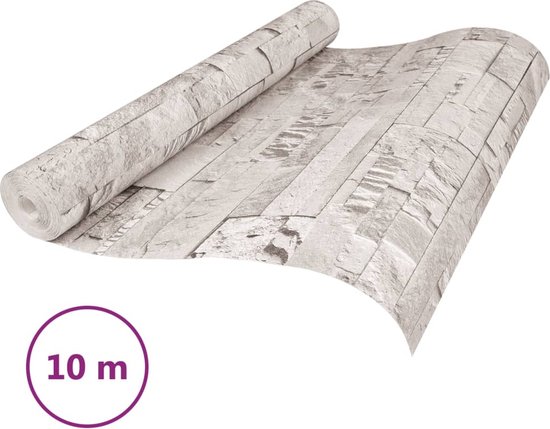 vidaXL - Vliesbehang - 3D - steen-look - 10x0,53 - m - crèmekleurig