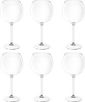 Set van 8x rode wijn/gin tonic ballon glazen transparant 650 ml onbreekbaar kunststof - Herbruikbaar - Wijnen wijnliefhebbers drinkglazen