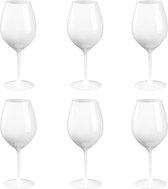 6x Witte of rode wijn wijnglazen 51 cl/510 ml van onbreekbaar wit kunststof - herbruikbaar
