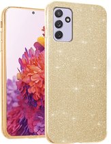 Casemania Hoesje Geschikt voor Samsung Galaxy A15 - Goud - Glitter Back Cover