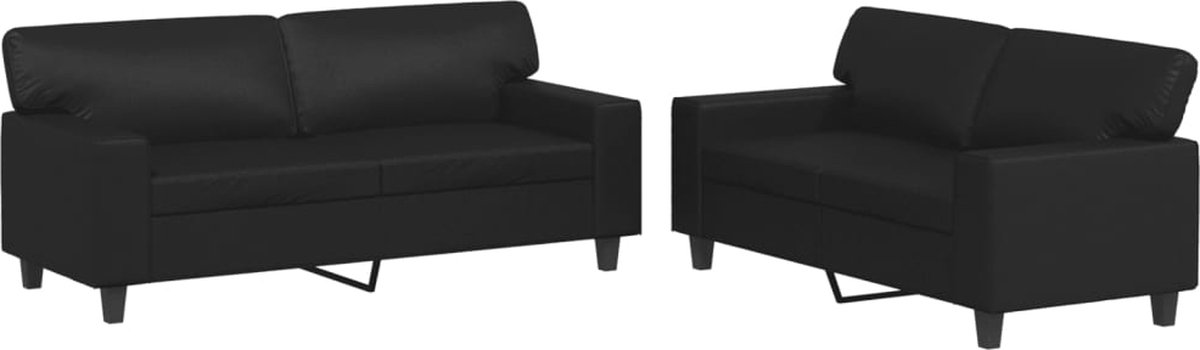 vidaXL - 2-delige - Loungeset - kunstleer - zwart