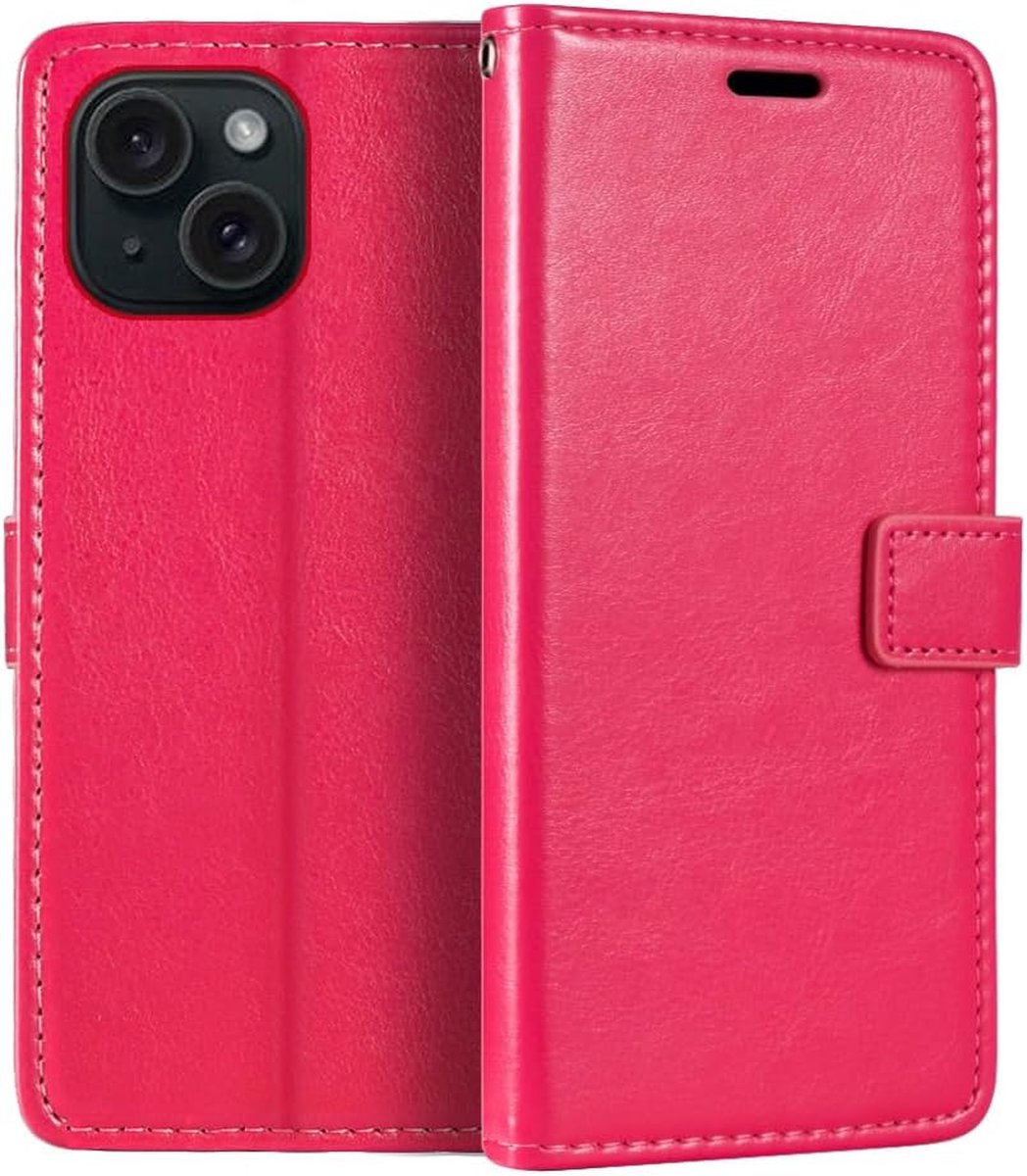 Portemonnee Book Case Hoesje Geschikt voor: iPhone 15 - roze