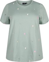ZIZZI VELIN S/S STRAIGHT TEE Dames T-shirt - Green - Maat XL (54-56)