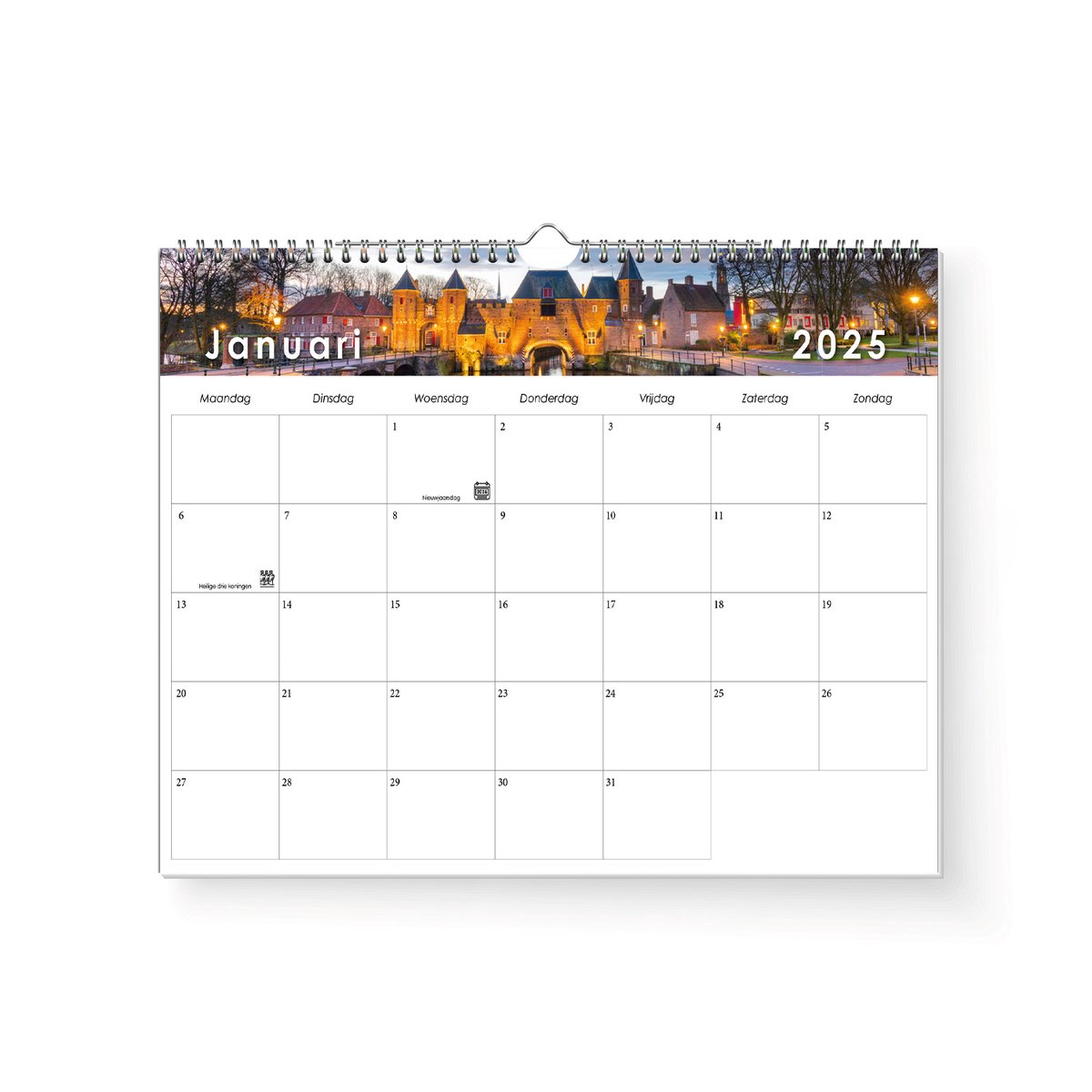 Amersfoort Kalender 2025 - 32x22.5cm - 6 vellen 200 gms papier - Spiraalgebonden