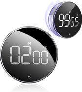 Digitale Kookwekker - Keukenwekker - Magnetische Timer - Douchetimer - Inclusief Batterijen- Stopwatch - Draaiknop - Kookwekker - LED-display – Smart timer – Optellen - Aftellen - Zilver
