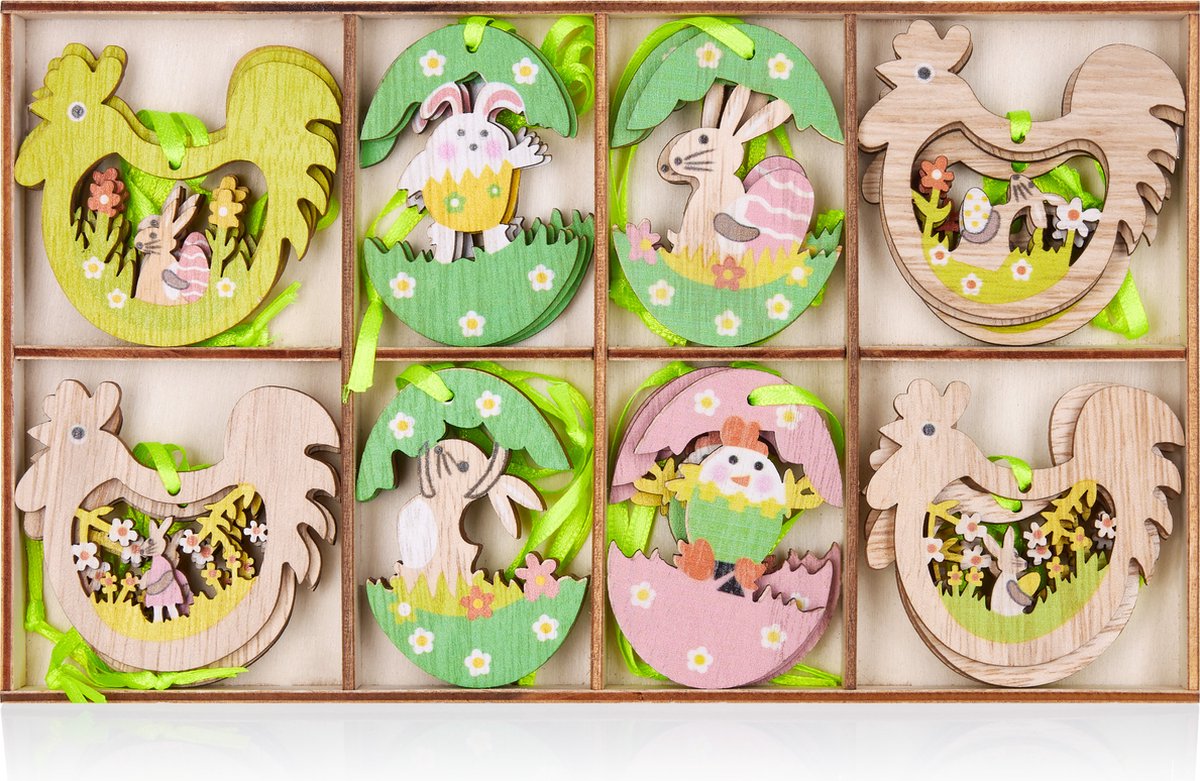 8 stuks Acryl hangers paashaas ornamenten paasdecoratie raam om op te hangen 2D haas hangdecoratie Easter decoratie paashanger decoratie paasfeest lentedecoratie voor binnen en buiten paasgeschenk