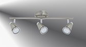 Trango 3-vlam badkamerlamp IP44 1009-32 *WET* badkamer plafondlamp in nikkel mat & chroom, ganglamp, toiletlamp, plafondlamp, plafondspot inclusief 3x 5 W GU10 LED lamp spots draaibaar