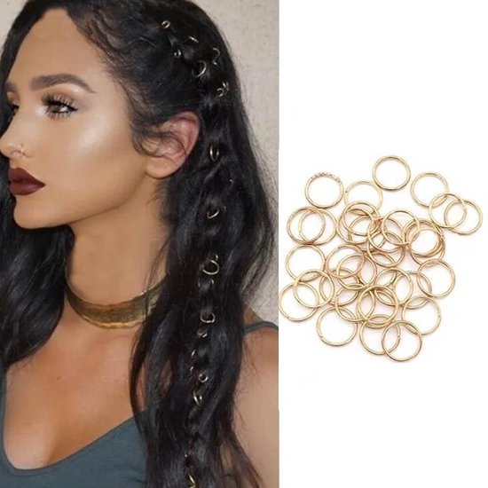 anneaux de cheveux tressés - anneaux de tresse - bijoux de cheveux - couleur: or - 50 pièces - anneaux de cheveux tressés - perles de hair - Améliorez votre coiffure avec nos anneaux de tresse de cheveux pratiques - Saison des Festival