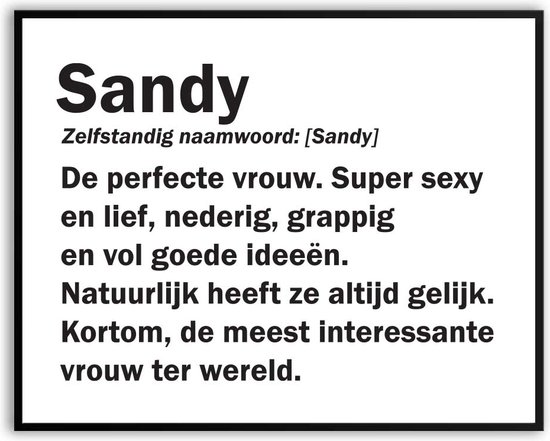 Sandy Woordenboek Fotolijst met glas 50 x 70 cm - Prachtige kwaliteit - jarig - verjaardag - kado - Canvas - incl ophangsysteem - Poster - Grappig - cadeau