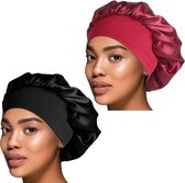 Beyeza Bonnet - 2 Stuks - Satijnen Slaapmuts voor Volwassenen - Haarverzorging - Haarnetje - Satijn - Elastisch