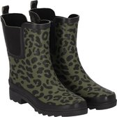 Groene Luipaard print damesregenlaars Chelsea Rubber Rain Boots van XQ 41