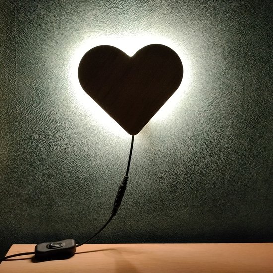 Hartlamp - Eiken Wandlamp - LED van Happy Lamps — afbeelding 4