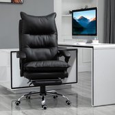 BUSIC-stoel met voetsteun in hoogte verstelbare bureau stoel gescheurde stoel rugleuning kunstleder zwart 66 x 72 x 122-130 cm