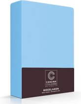 Premium Egyptisch percale katoen hoeslaken blauw - 180x220 (lits-jumeaux extra lang) - meest luxe katoensoort - hogere weefdichtheid en garenfijnheid - perfecte pasvorm