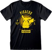 T-Shirt met Korte Mouwen Pokémon Collegiate Picachu Zwart Uniseks - XL