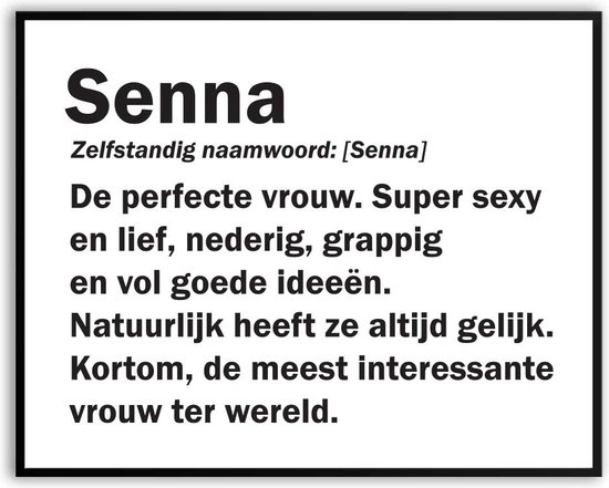 Senna Woordenboek Fotolijst met glas 40 x 50 cm - Prachtige kwaliteit - jarig - verjaardag - kado - Canvas - incl ophangsysteem - Poster - Grappig - cadeau