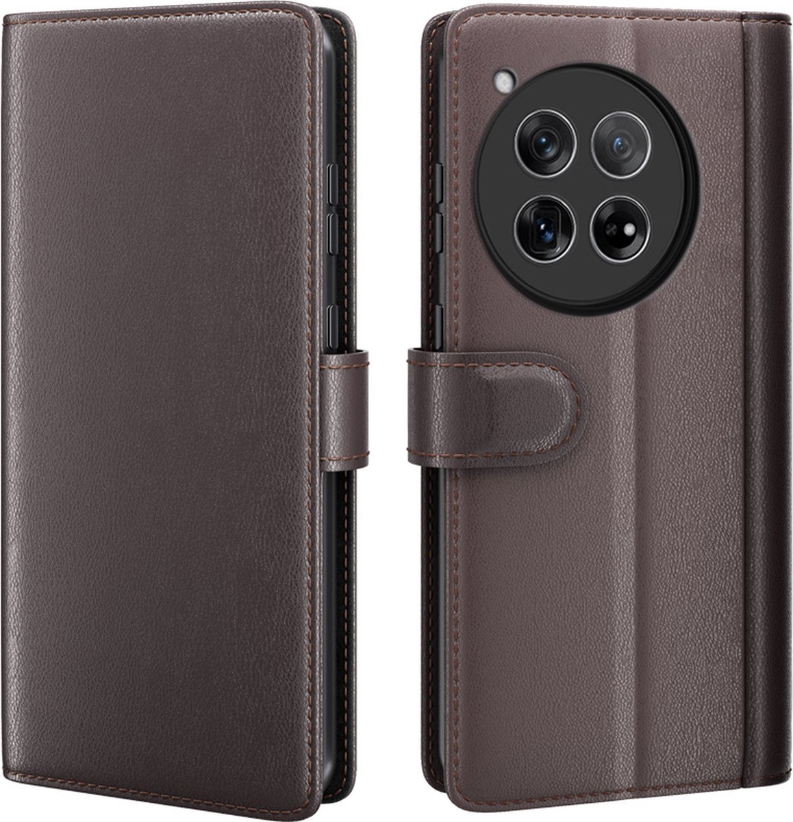ProGuard OnePlus 12R Wallet Hoesje Echt Leder Bruin