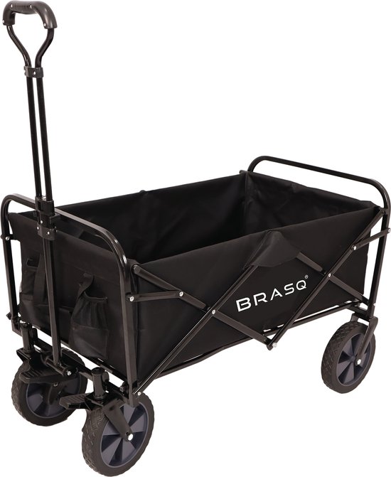 Foto: Brasq bolderkar opvouwbaar zwart bolderwagen met stevig frame draaibare wielen verstelbare hendel 80 kg draagkracht