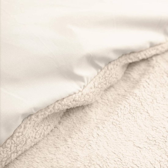 Droomtextiel Teddy Dekbedovertrek - Eenpersoons - 140x200/220 cm - Crème - Luxe Teddystof - Heerlijk Zacht