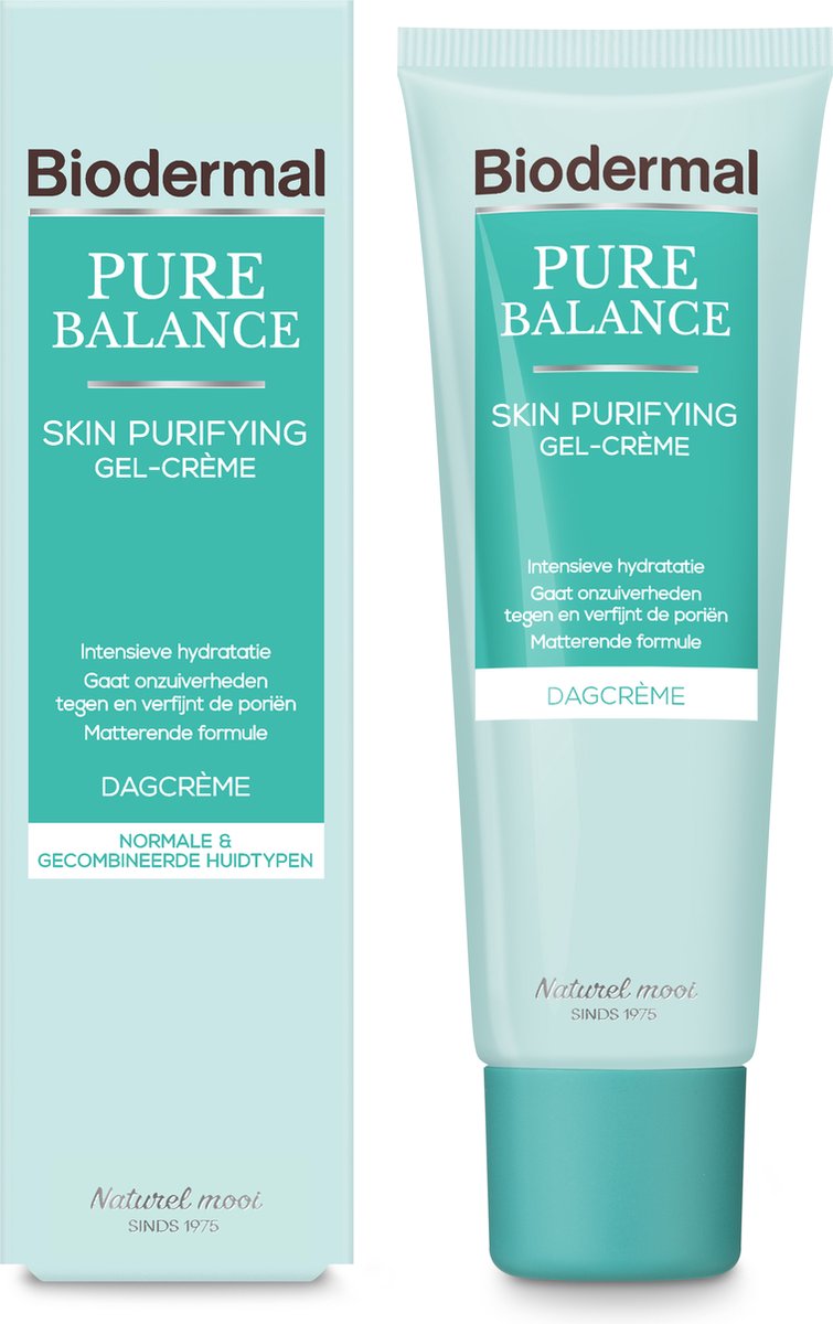 Biodermal Pure Balance Dagcrème Skin Purifying Gel-Crème - Dagcreme met hyaluronzuur, speciaal voor volwassen huid met onzuiverheden en oneffenheden - 50ml