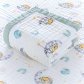 Deken 6-laags knuffeldeken baby katoen 110 x 110 cm mousseline babydeken wikkeldeken zachte deken voor badhanddoek, kinderdeken pasgeborenen unisex (dromenbeer)