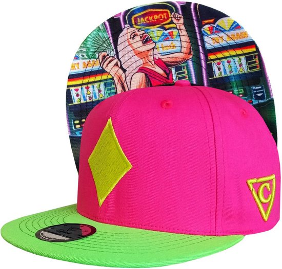 Capiche® Snapback – Jackpot – Neon Roze & Neon Groen – Pet Heren – Sportcap – Baseball Cap – Neon Pet